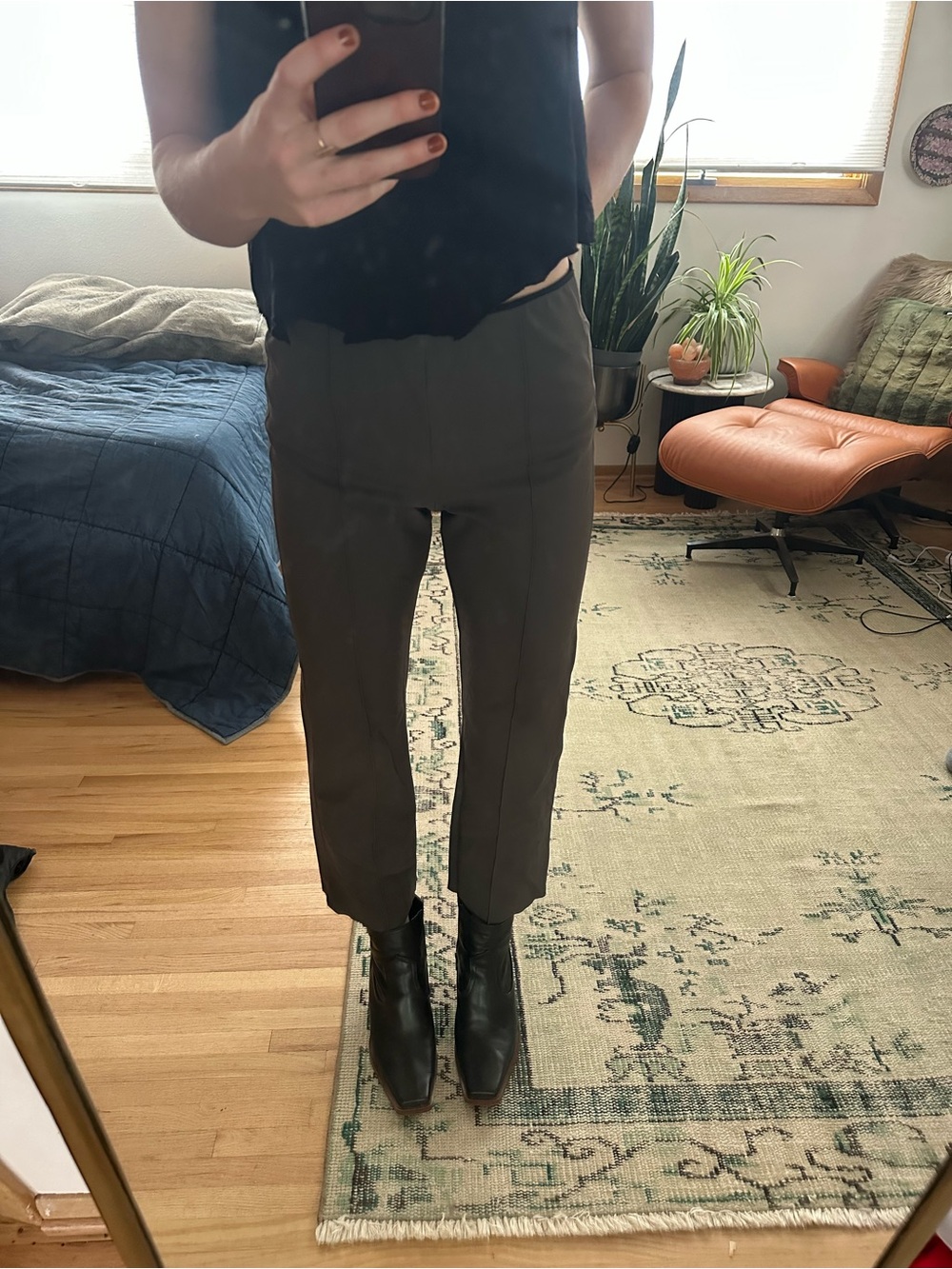 Athleta Dark Gray Cropped Straight Leg Pants